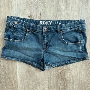 Roxy Denim Shorts Size 13 Micro Booty Shorts Low Rise Beach Surfer Mini Shorts